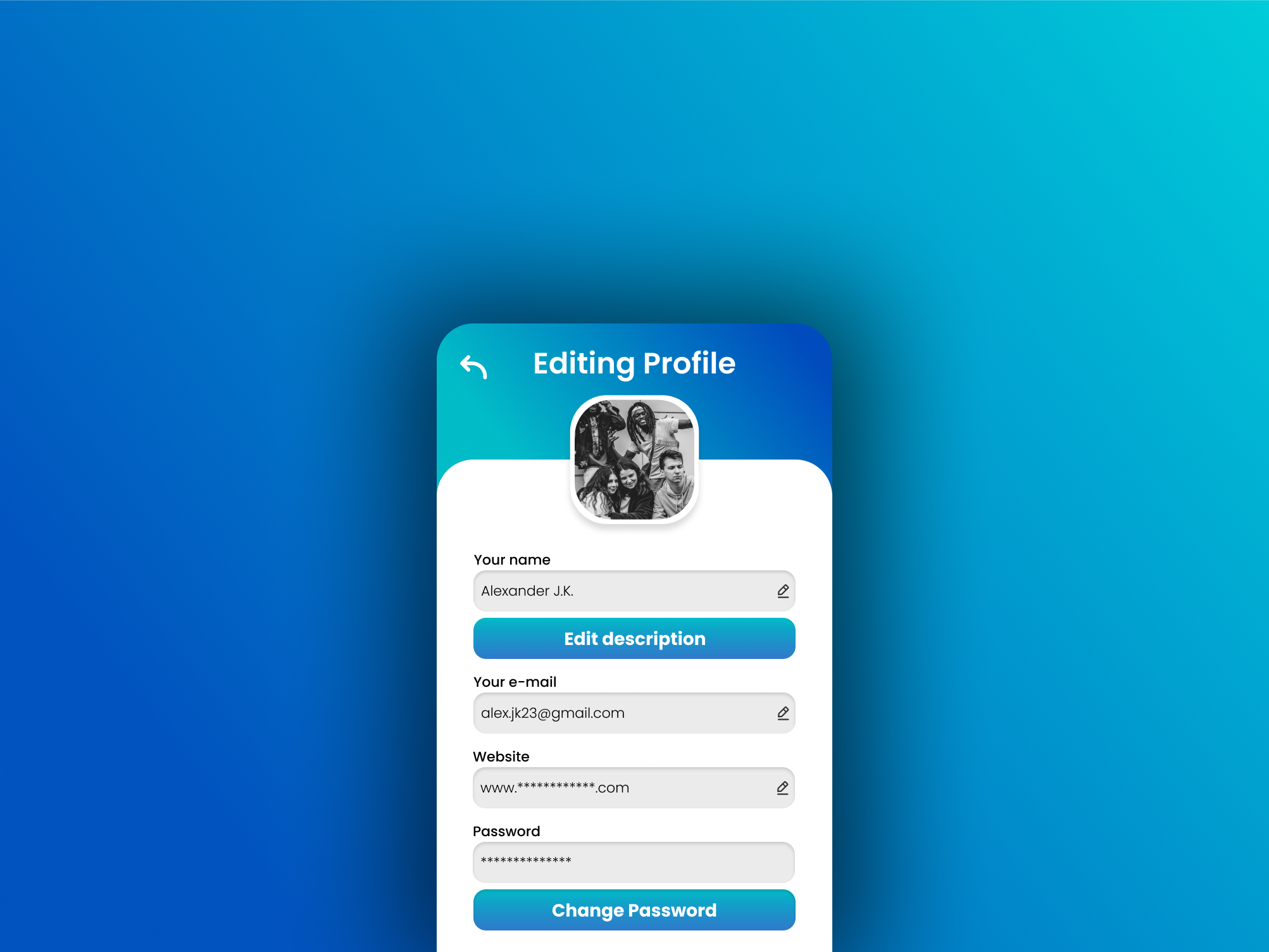 Editing Profile Menu
