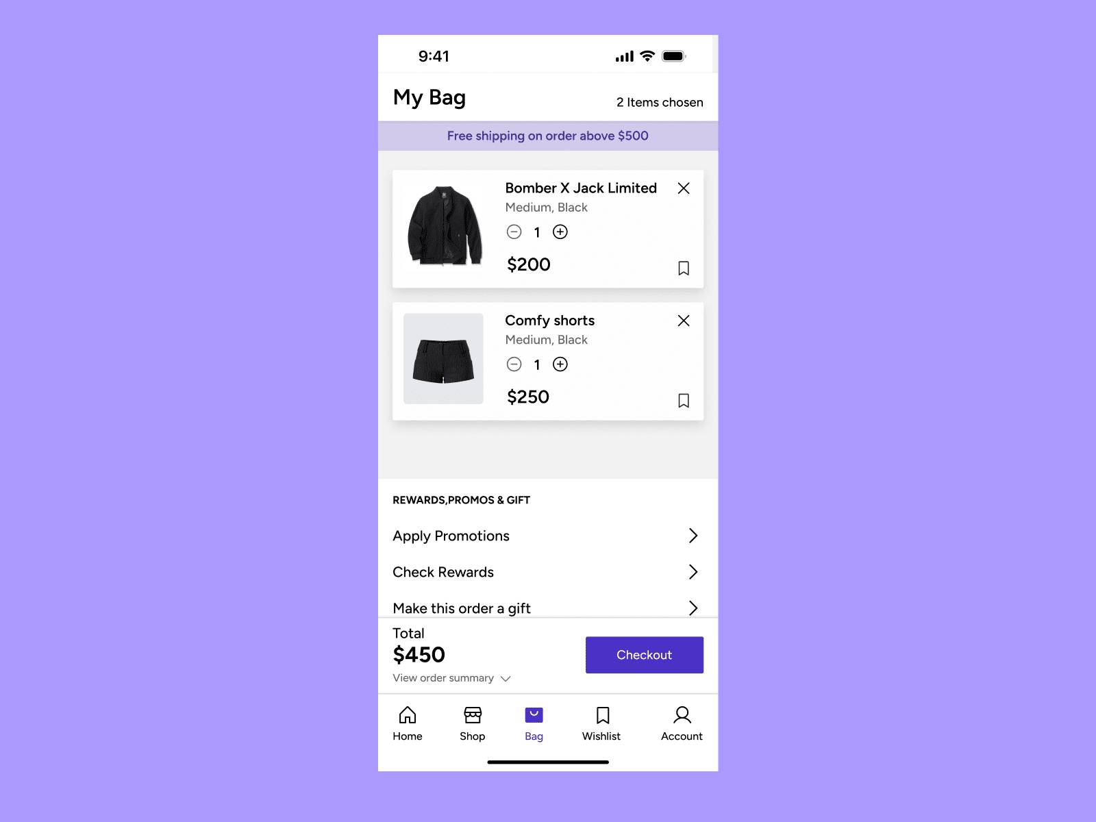 Checkout page
