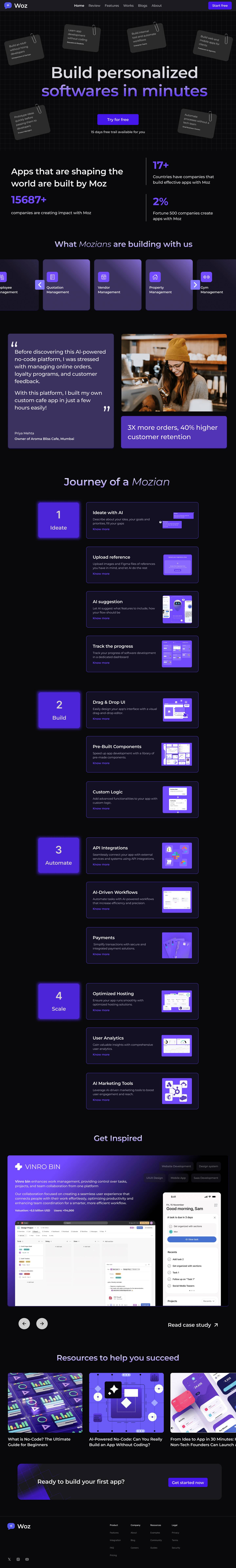 Woz AI Platform to build softwares
