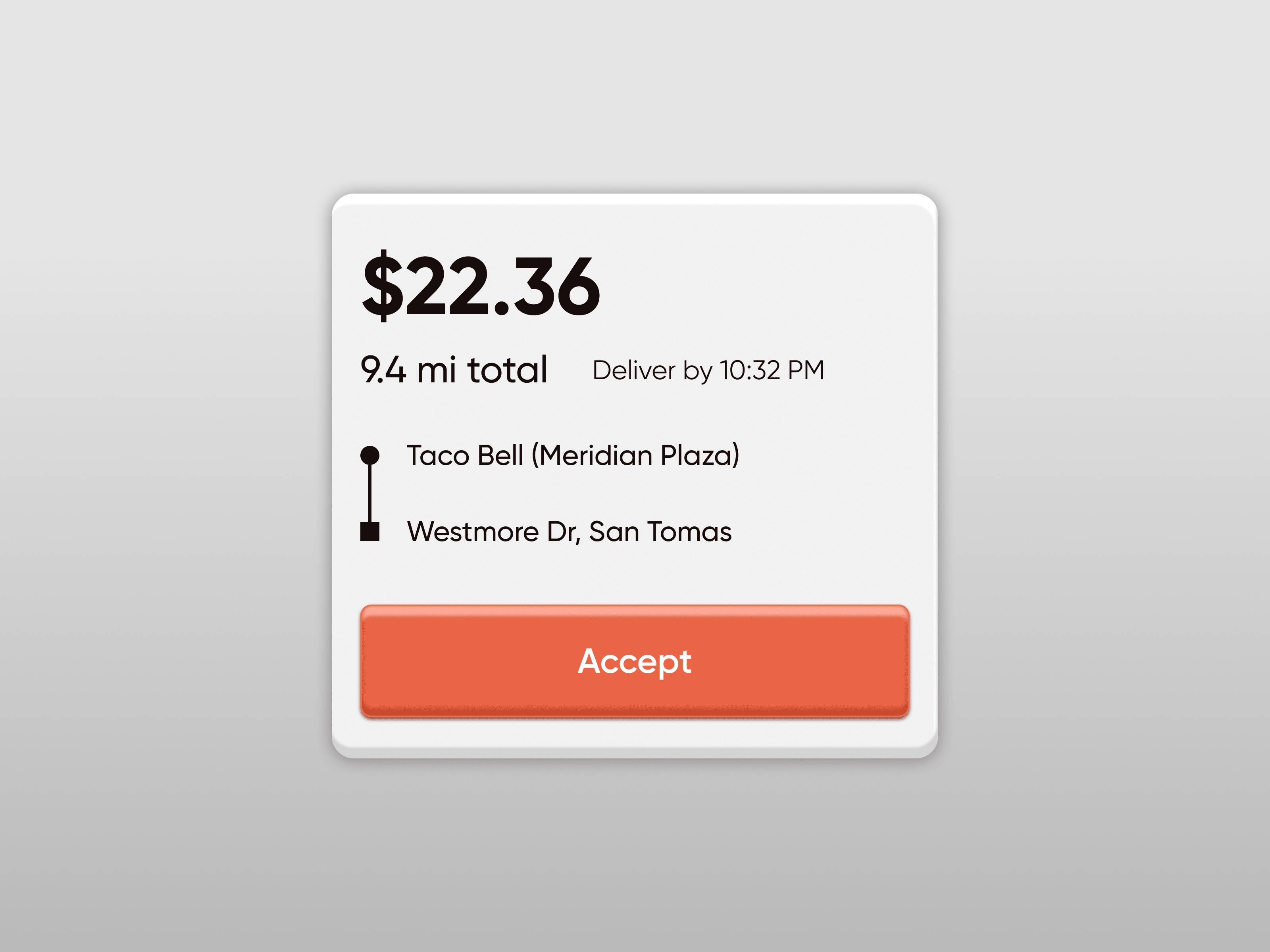 Order Acceptance UI 