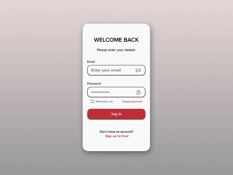 A simple login screen with a signup link at the bottom