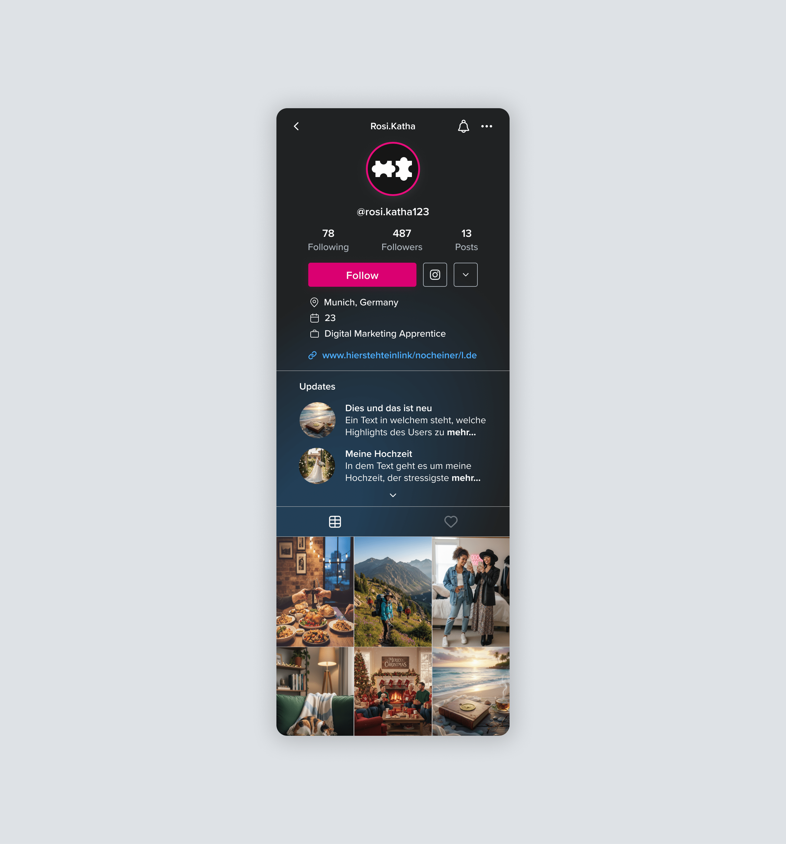 Social Profile UI – Dark Mode